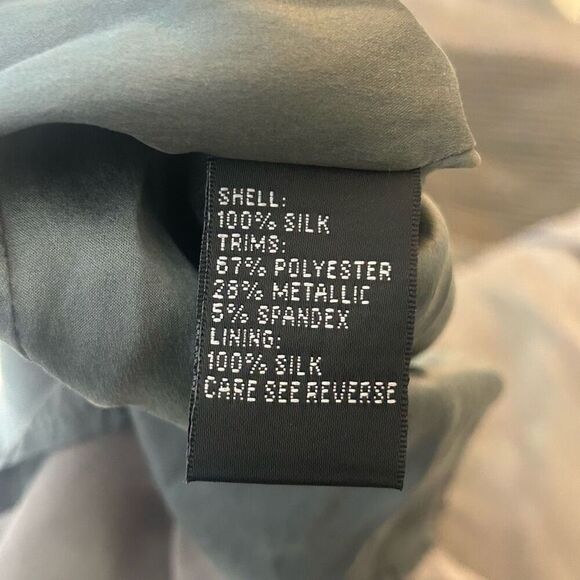 Carmen Marc Valvo Silk Halter Dress Size 6 Gray Whimsigoth Y2K Empire Waist - Picture 11 of 15